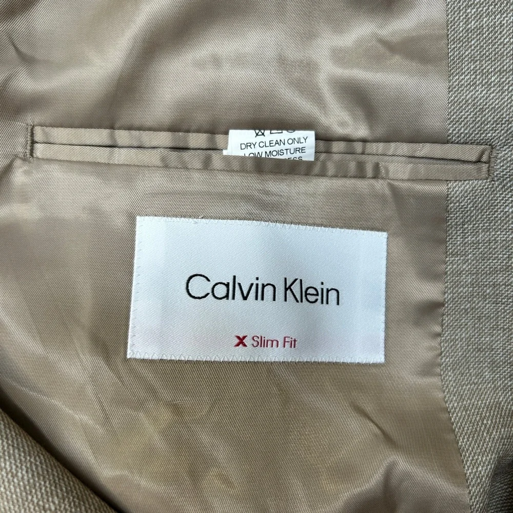 Calvin Klein Slim Fit Sport Coat Mens 44L 44 Tan Infinite‎ Stretch $295